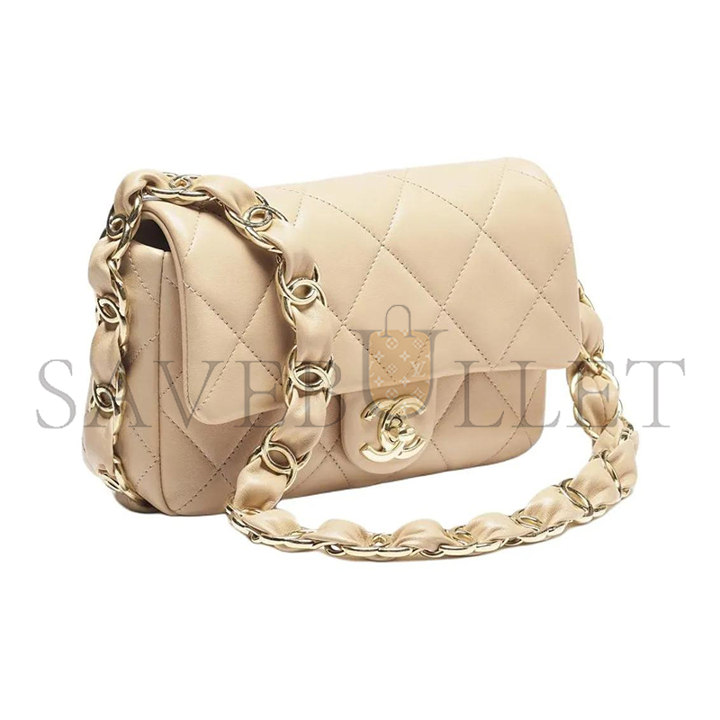Ch*el double c thick chain flap underarm bag as5174 (21*13*7cm)